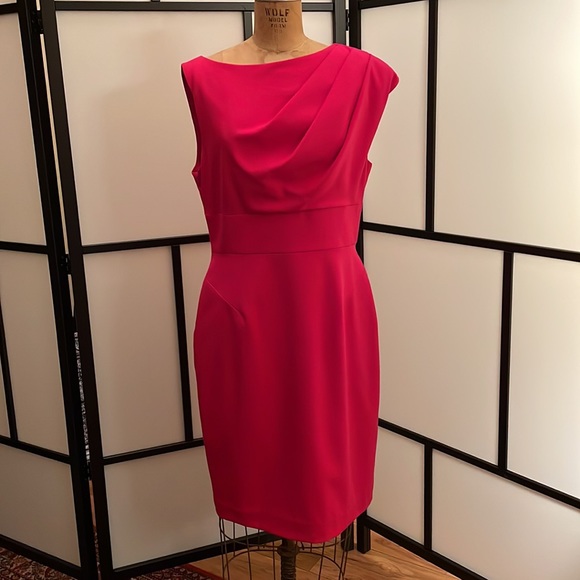 Black Halo Dresses & Skirts - Black Halo Red Sheath Dress with Draping Detail Size 12 EUC